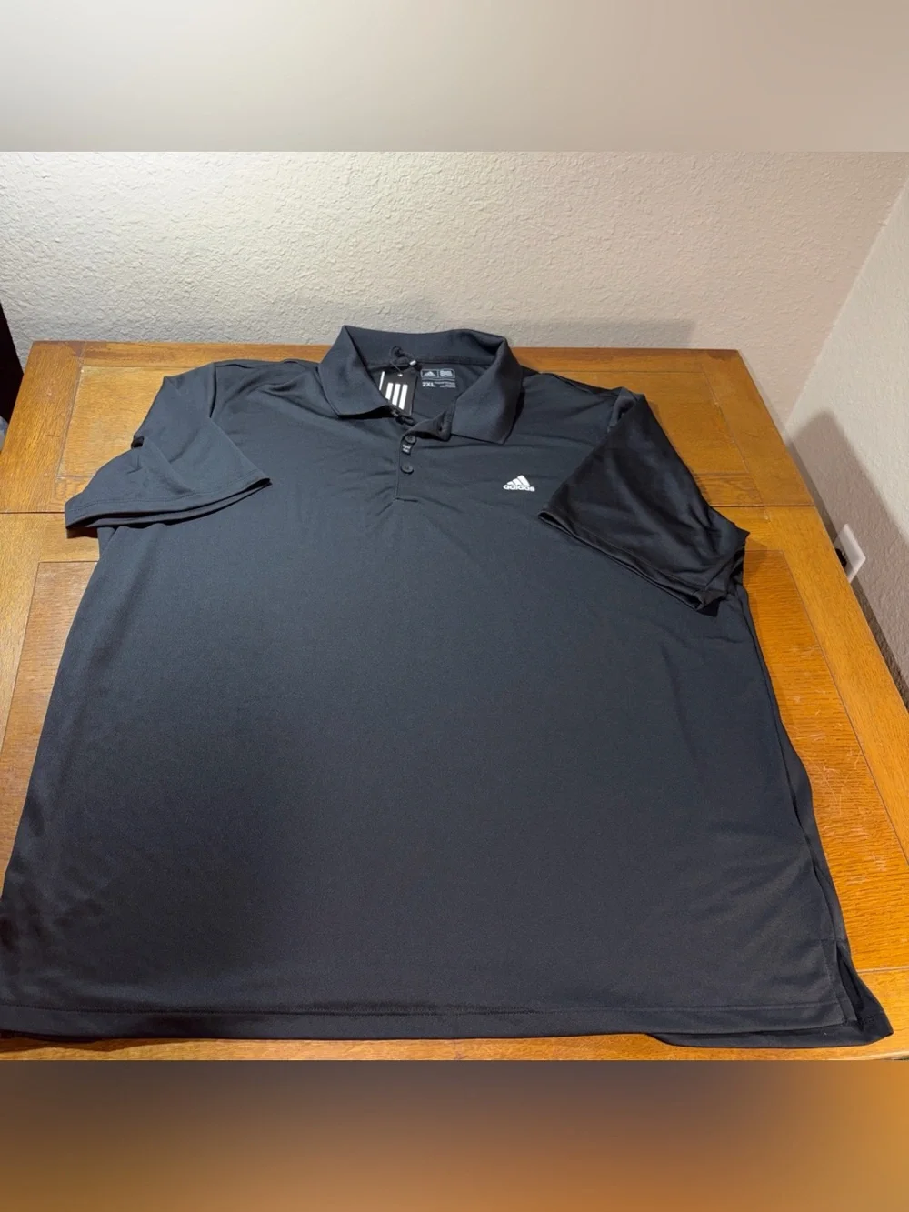 adidas Black Men's Athletic Polo with Contrast Logo